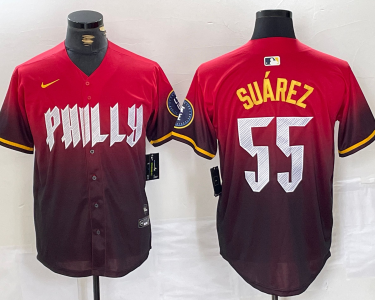 Men's Philadelphia Phillies Ranger Suarez #55 Red 2024 City Connect Limited Jersey