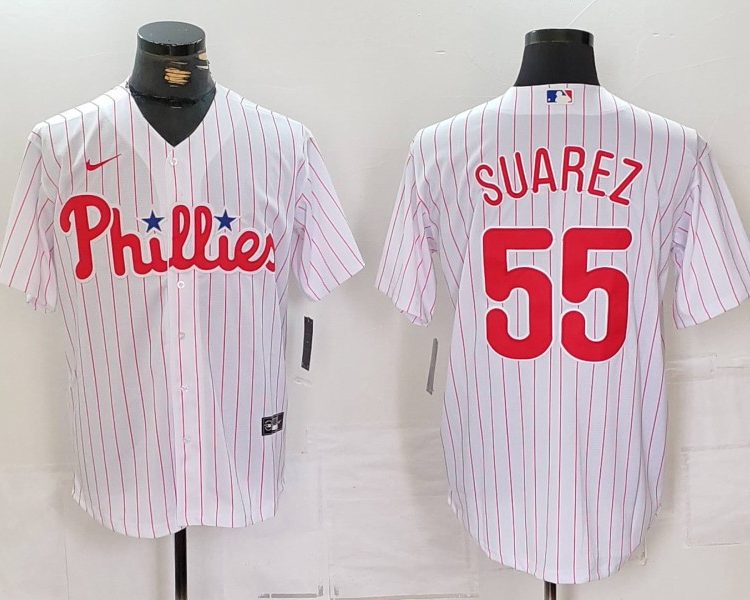 Men's Philadelphia Phillies Ranger Suarez #55 White Home Jersey