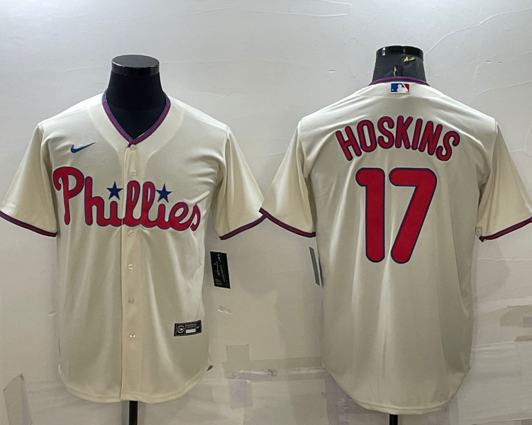 Men's Philadelphia Phillies Rhys Hoskins #17 Beige Jersey