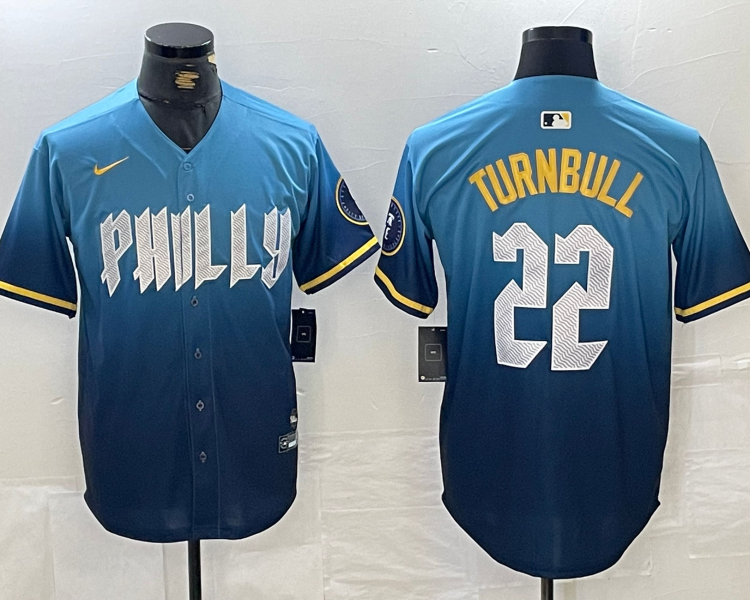 Men's Philadelphia Phillies Spencer Turnbull #22 Blue 2024 City Connect Limited Jersey