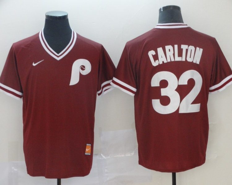 Men's Philadelphia Phillies Steve Carlton #32 Red Baseball Jersey