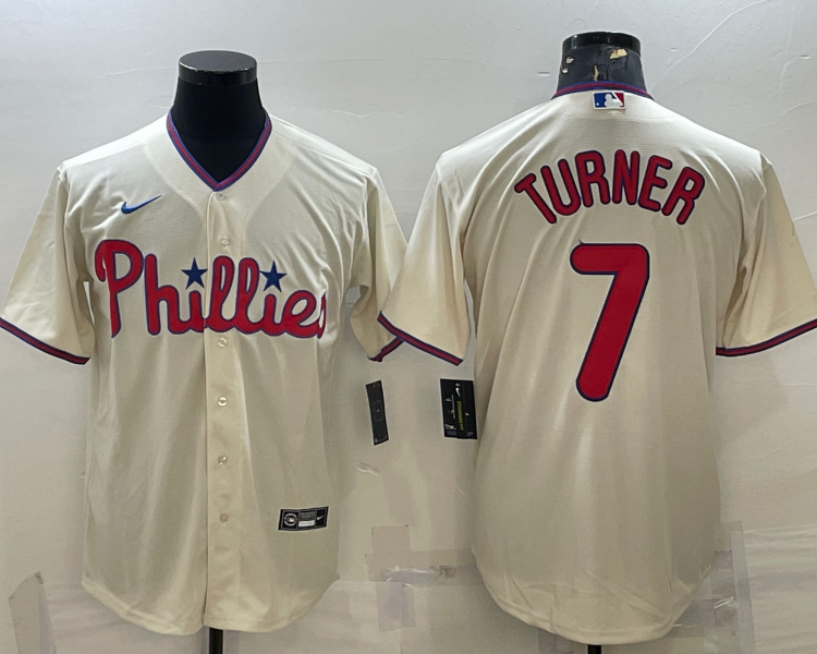 Men's Philadelphia Phillies Trea Turner #7 Beige Jersey