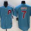 Men's Philadelphia Phillies Trea Turner #7 Blue Jersey
