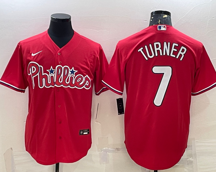 Men's Philadelphia Phillies Trea Turner #7 Red Jersey