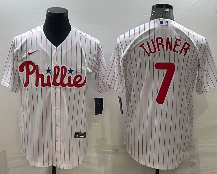 Men's Philadelphia Phillies Trea Turner #7 White Home Jersey