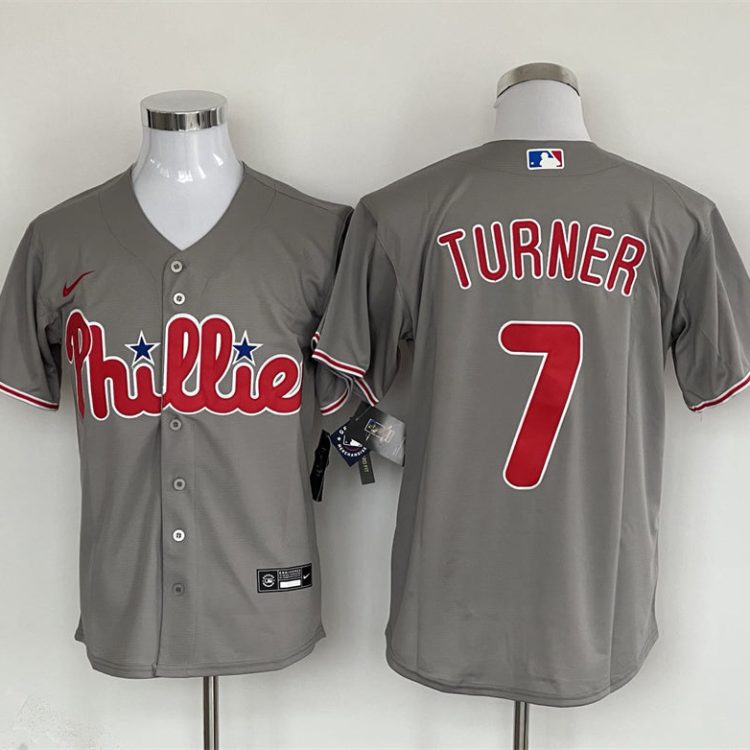 Men's Philadelphia Phillies Trea Turner Nike Gray Jers