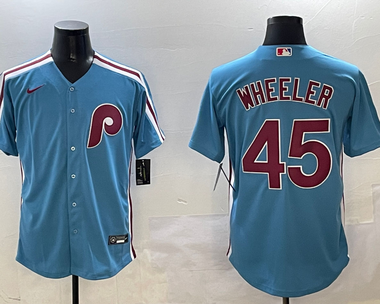 Men's Philadelphia Phillies Zack Wheeler #45 Light Blue Limited Jersey