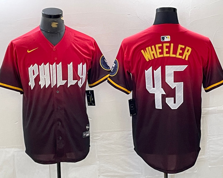 Men's Philadelphia Phillies Zack Wheeler #45 Red 2024 City Connect Limited Jersey