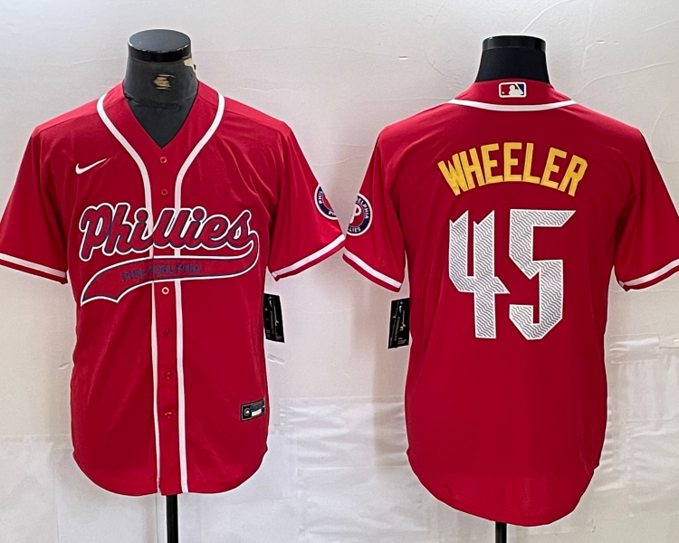 Men's Philadelphia Phillies Zack Wheeler #45 Red Jersey Joint Edition