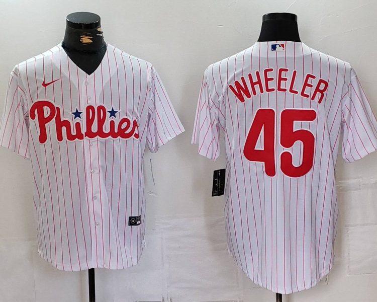Men's Philadelphia Phillies Zack Wheeler #45 White Jersey