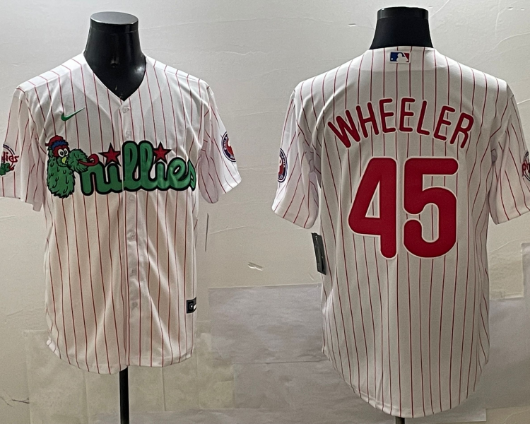 Men's Philadelphia Phillies Zack Wheeler #45 White Team Jersey