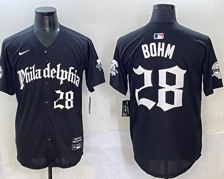 Men's Philadelphia Phillies Alec Bohm #28 Black Jersey