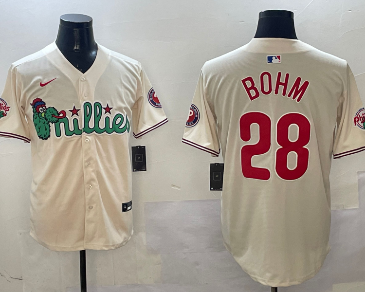Men's Philadelphia Phillies Alec Bohm #28 Cream Jersey