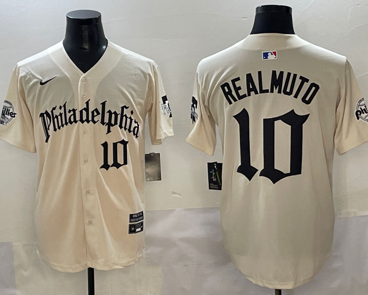 Men's Philadelphia Phillies J.T. Realmuto #10 Cream Limited Jersey
