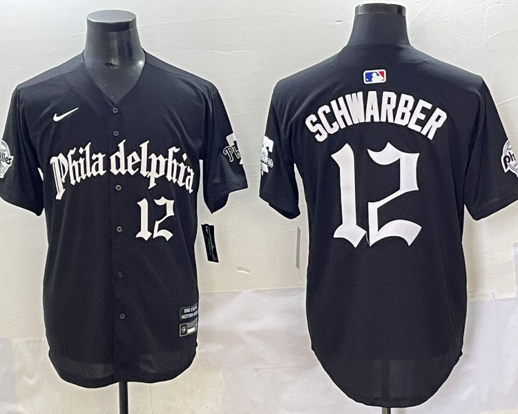Men's Philadelphia Phillies Kyle Schwarber #12 Black Jersey