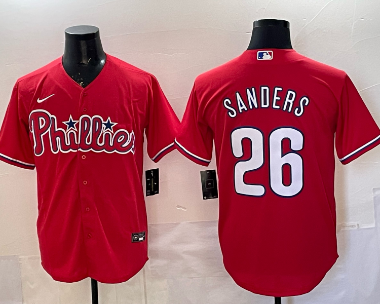 Men's Philadelphia Phillies Michael Saunders #26 Red Jersey