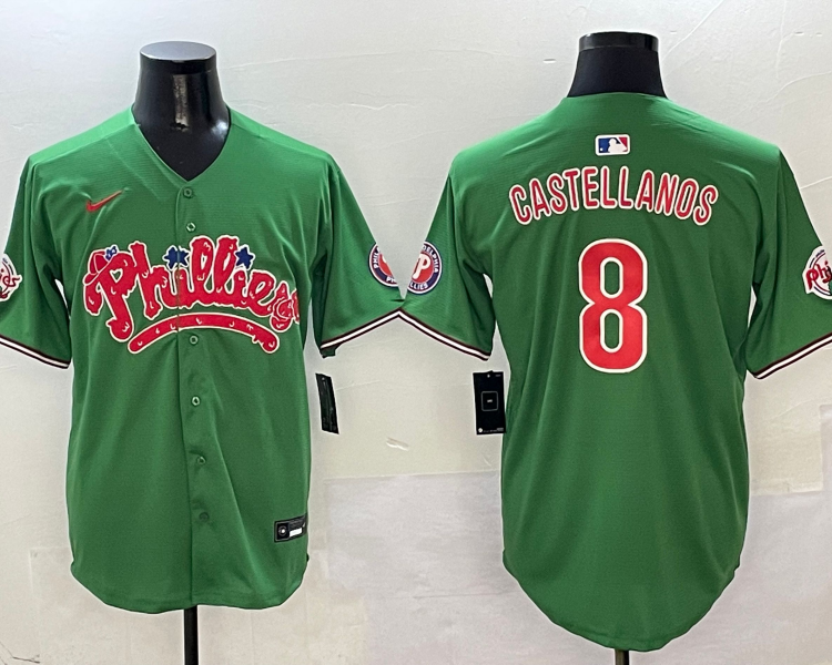 Men's Philadelphia Phillies Nick Castellanos #8 Green Jersey