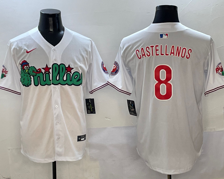 Men's Philadelphia Phillies Nick Castellanos #8 White Jersey