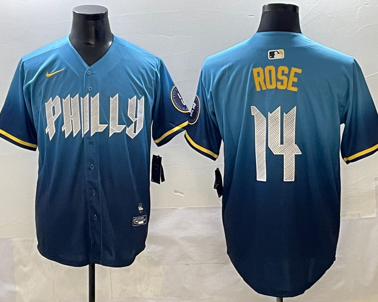 Men's Philadelphia Phillies Pete Rose #14 Blue City Connect Limited Jersey