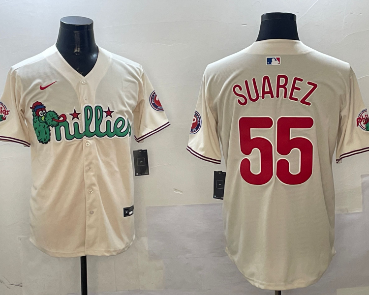 Men's Philadelphia Phillies Ranger Suarez #55 Cream Jersey