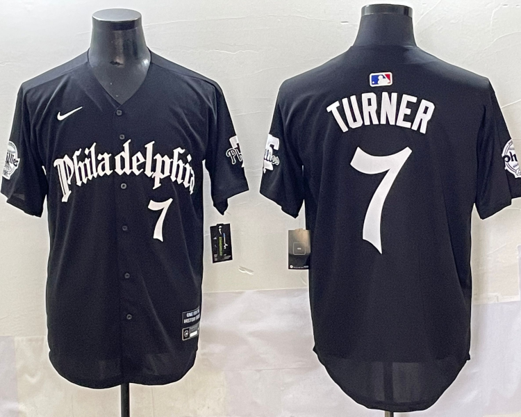 Men's Philadelphia Phillies Trea Turner #7 Black Jersey