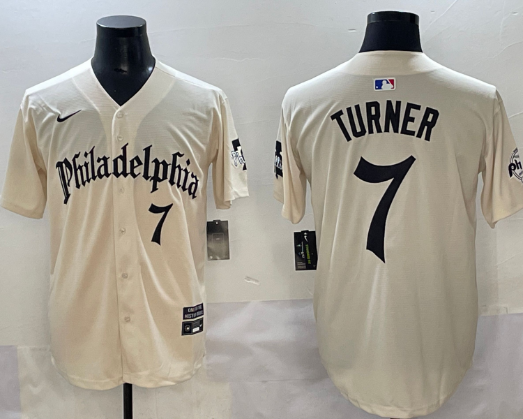 Men's Philadelphia Phillies Trea Turner #7 Cream Limited Jersey