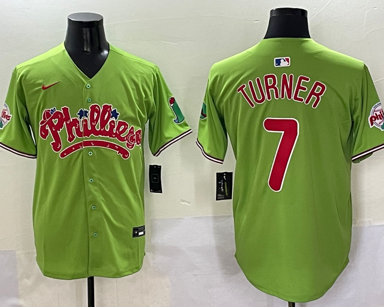 Men's Philadelphia Phillies Trea Turner #7 Green Jersey