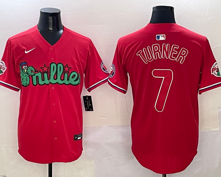 Men's Philadelphia Phillies Trea Turner #7 Red Jersey