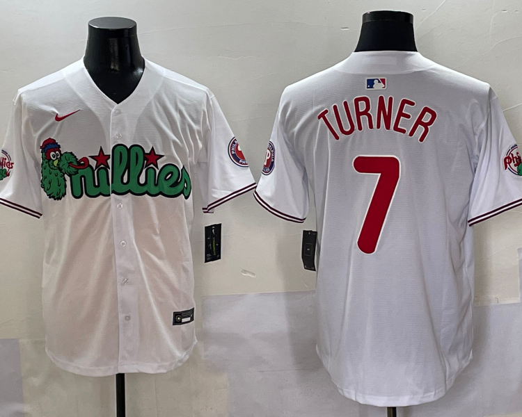 Men's Philadelphia Phillies Trea Turner #7 White Jersey