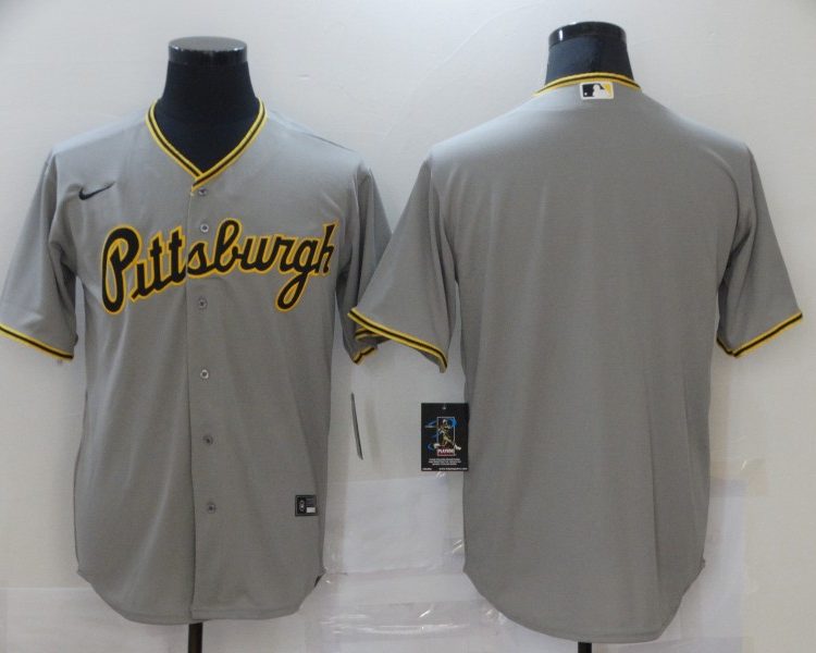Men's Pittsburgh Pirates Gray Road Authentic Blank Jersey