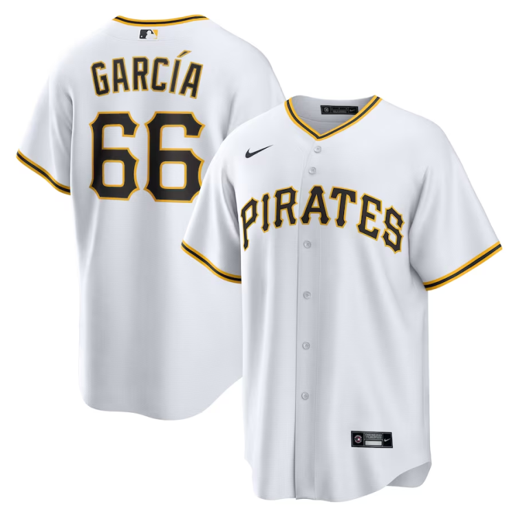 Men's Pittsburgh Pirates Jarlin Garcia #66 White Home Jersey