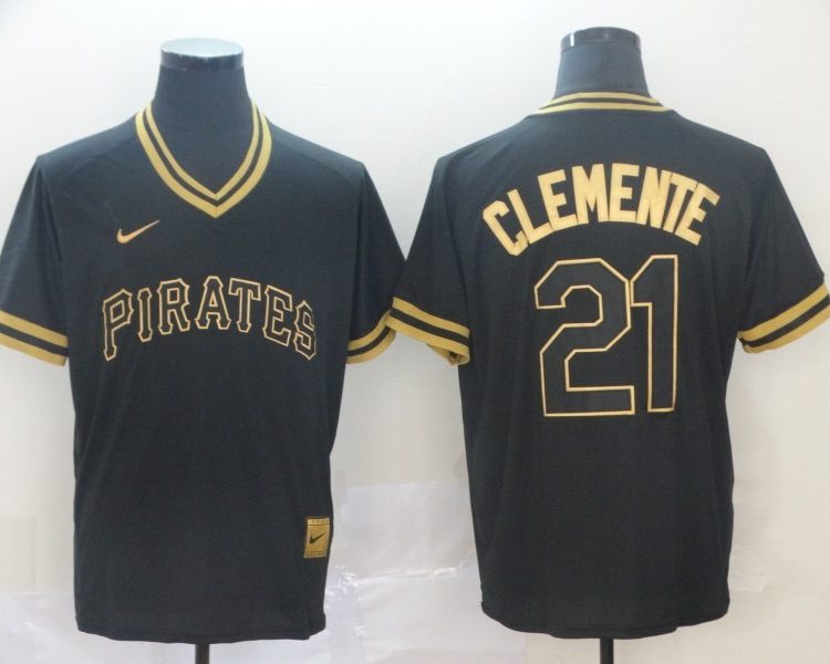 Men's Pittsburgh Pirates Roberto Clemente #21 Black Alternate Jersey