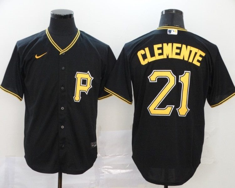 Men's Pittsburgh Pirates Roberto Clemente #21 Black Baseball Jersey