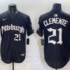 Men's Pittsburgh Pirates Roberto Clemente #21 Black Jersey