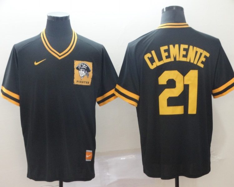 Men's Pittsburgh Pirates Roberto Clemente #21 Black Jersey