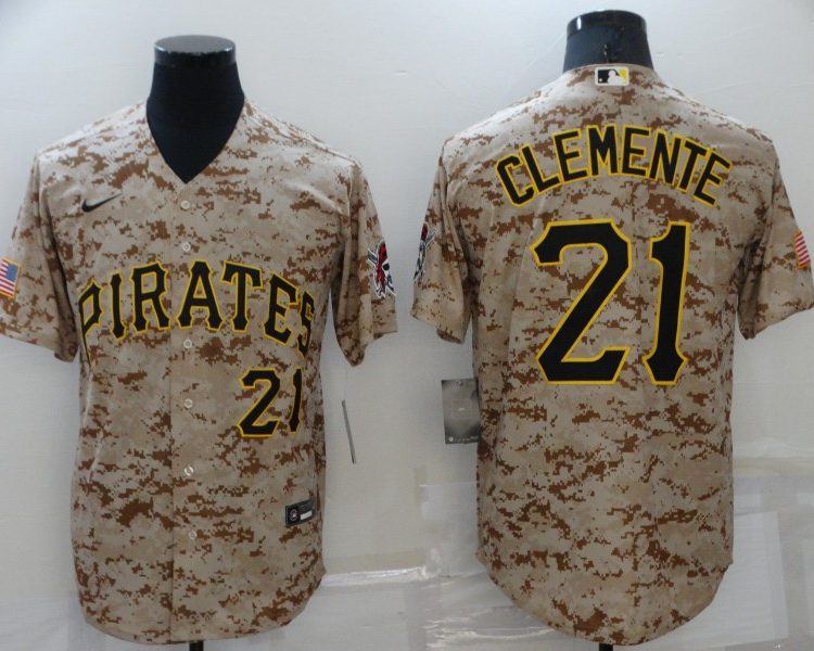Men's Pittsburgh Pirates Roberto Clemente #21 Camouflage Jersey