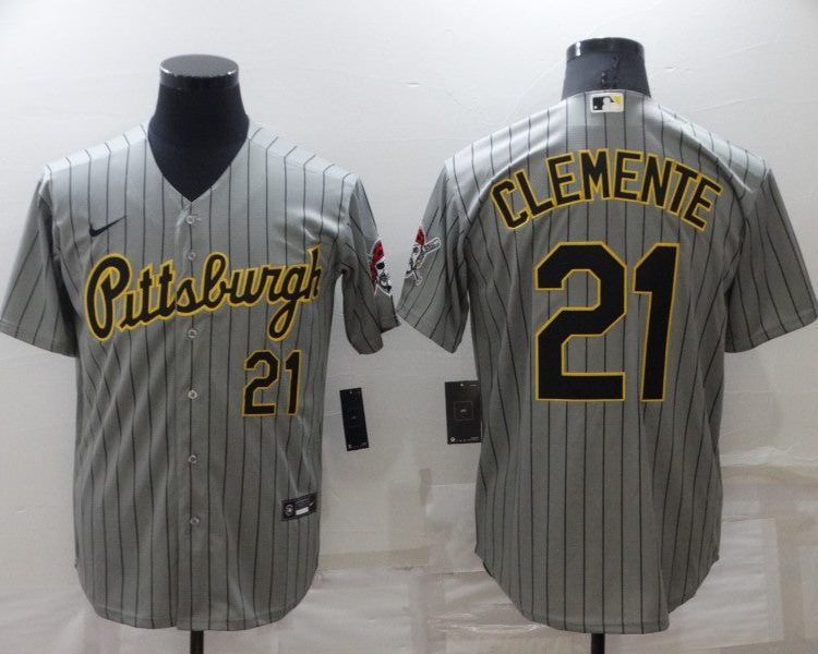 Men's Pittsburgh Pirates Roberto Clemente #21 Gray Authentic Jersey