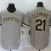 Men's Pittsburgh Pirates Roberto Clemente #21 Gray Road Cooperstown Collection Jersey