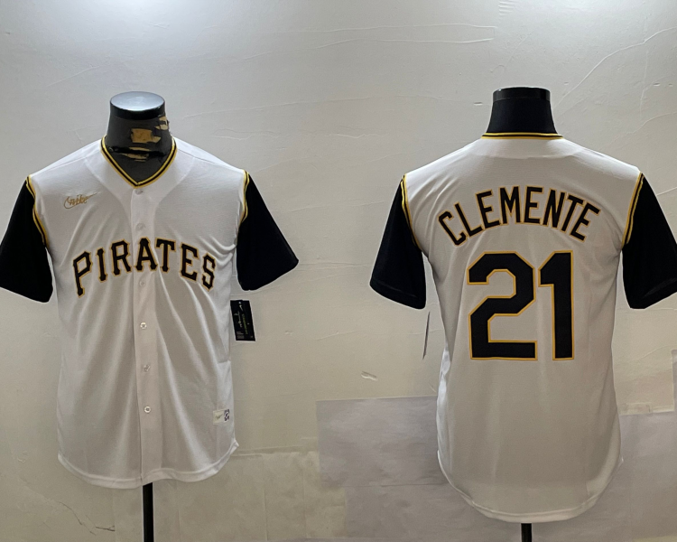 Men's Pittsburgh Pirates Roberto Clemente #21 White Jersey