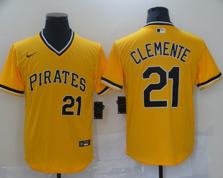 Men's Pittsburgh Pirates Roberto Clemente #21 Yellow Baseball Jersey