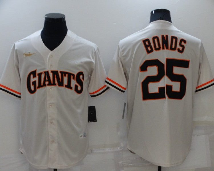 Men's San Francisco Giants Barry Bonds #25 Beige Stitched Jersey