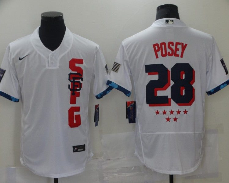 Men's San Francisco Giants Buster Posey #28 White All Star Baseball Jersey
