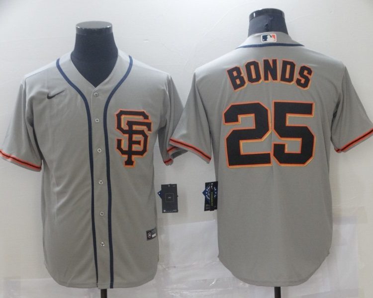 Men's San Francisco Giants Barry Bonds #25 Gray Baseball Jersey