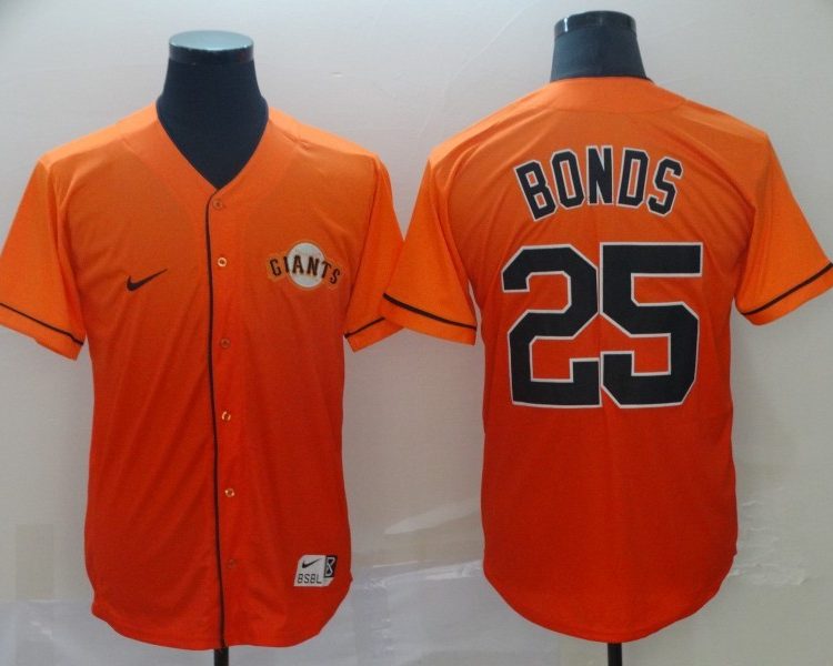 Men's San Francisco Giants Barry Bonds #25 Orange Stitched Jersey