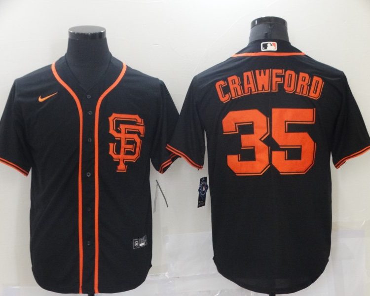Men's San Francisco Giants Brandon Crawford #35 Black Stitched Jersey