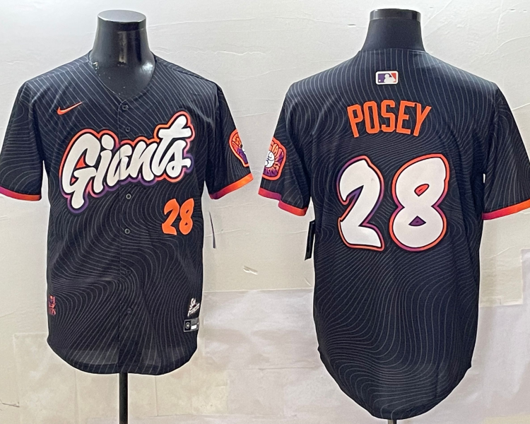 Men's San Francisco Giants Buster Posey #28 Black 2025 City Connect Limited Jersey