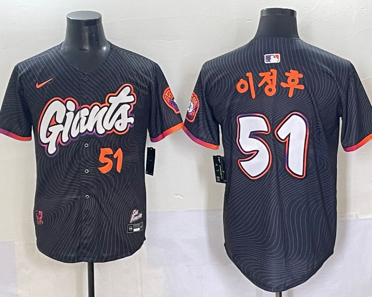 Men's San Francisco Giants Jung Hoo Lee #51 Black 2025 City Connect Jersey