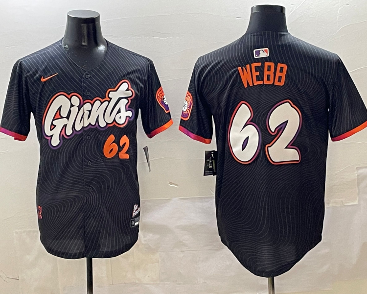 Men's San Francisco Giants Logan Webb #62 Black 2025 City Connect Limited Jersey