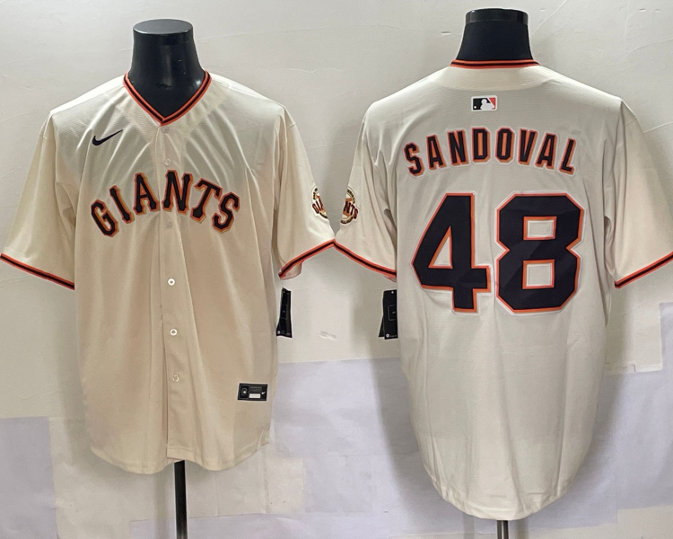 Men's San Francisco Giants Pablo Sandoval #48 Cream Home Jersey