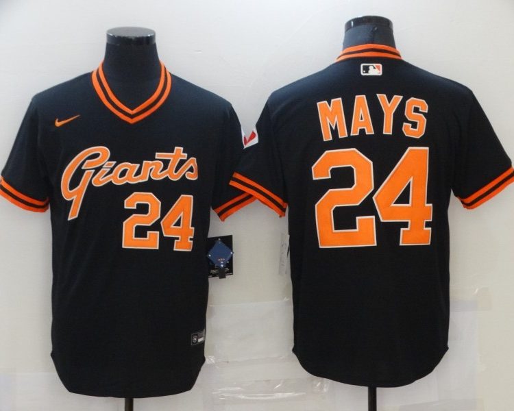 Men's San Francisco Giants Willie Mays #24 Black Baseball Jersey